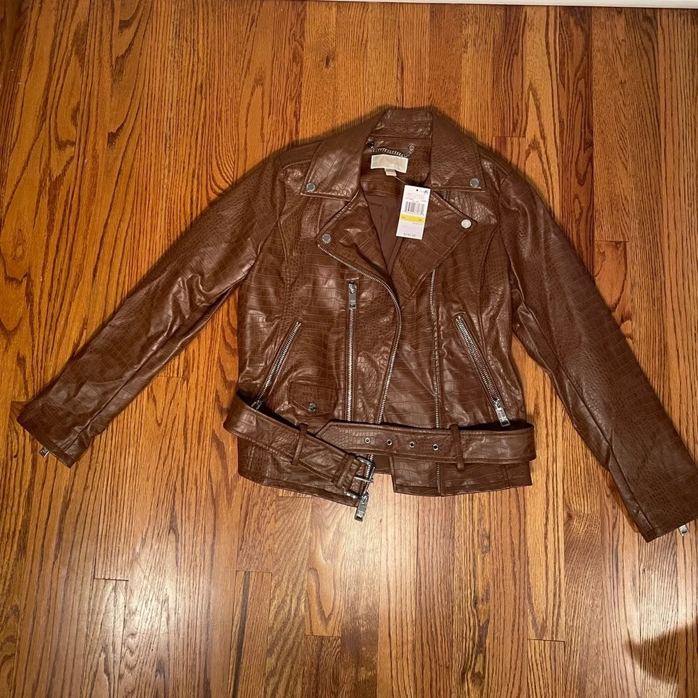 Micheal Kors Brown Leather Jacket - Picture 1 of 8